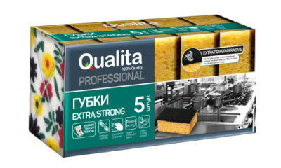 QUALITA губки д/посуды extra strong 5шт/40
